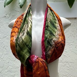 DIMRI Scarf Shawl Winter Layer Sarong Swim Wrap Fringe Multicolor Dip Dye Boho